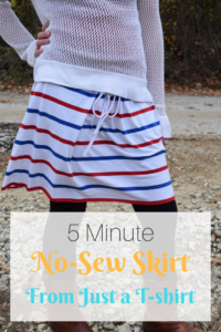 5 Minute No-Sew DIY T-Shirt Skirt