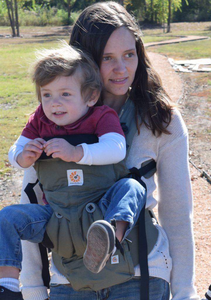 front carry toddler in an ergobaby omni 360 baby carrier facing out