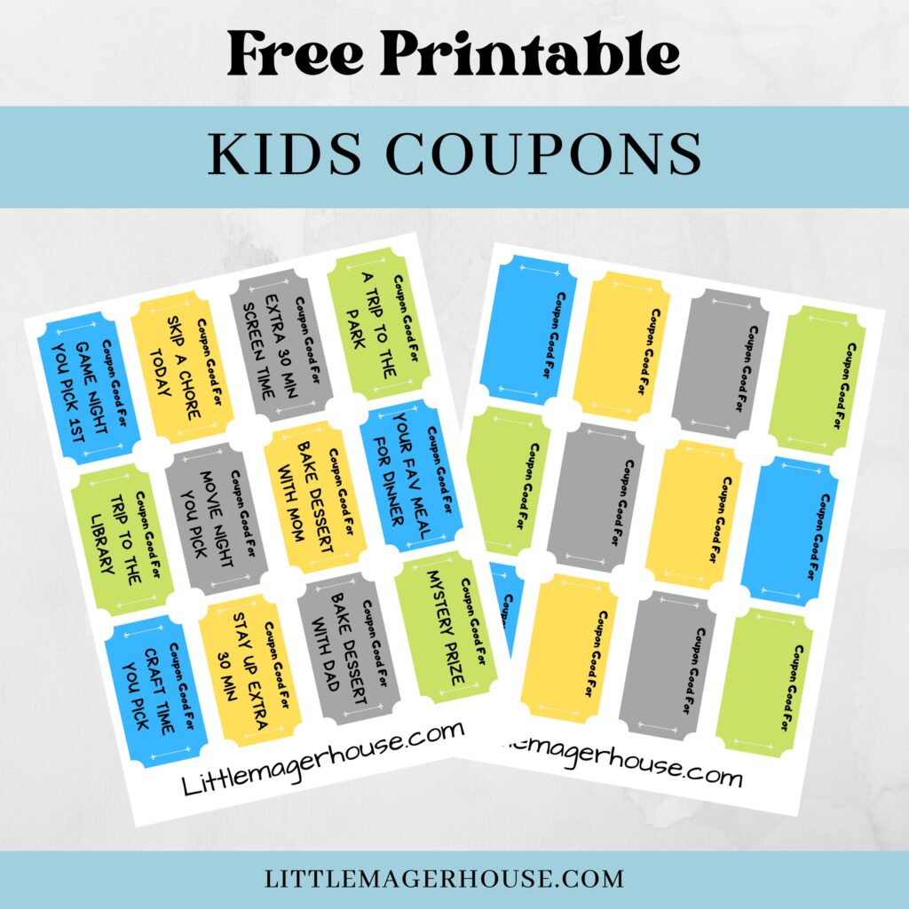 Free Printable Kids Coupons for Rewards