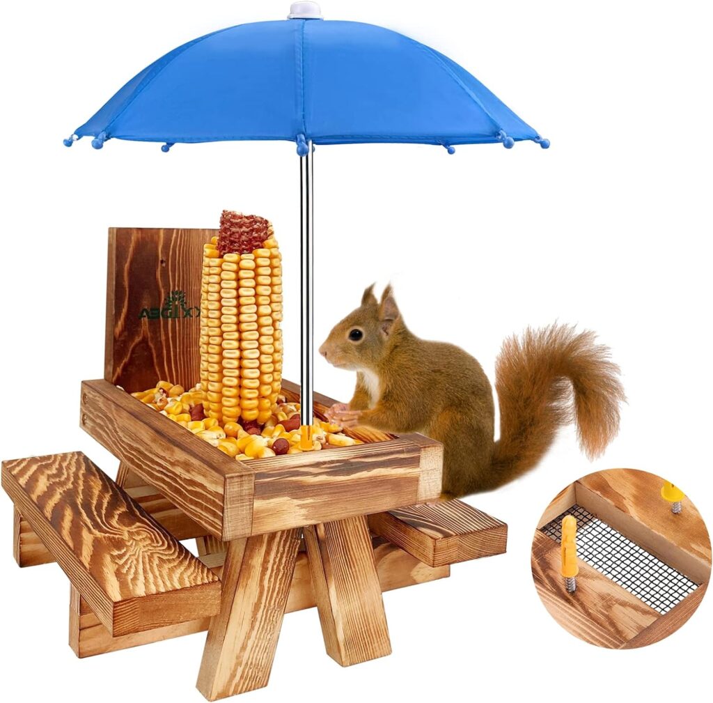 Squirrel Feeder Table with Umbrella